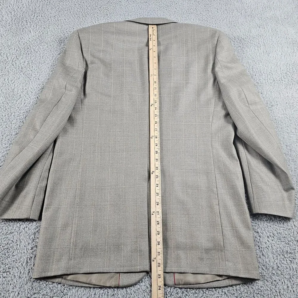 Pendleton Blazer Mens 42L Long Khaki Wool Pane Check Sport Coat Jacket 2 Button